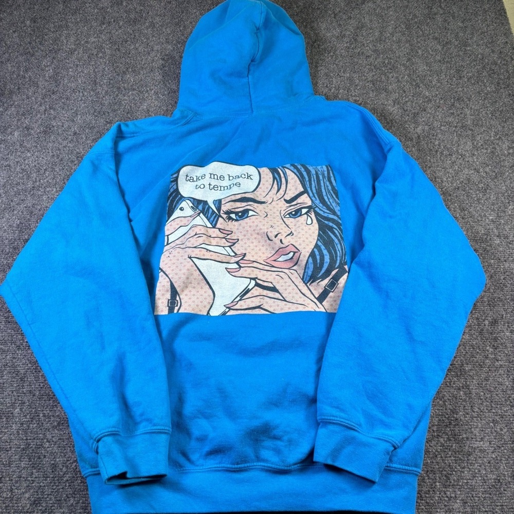 University Tees Hoodie Unisex Large Blue Tempe ASU Graphic Gildan Sweatshirt